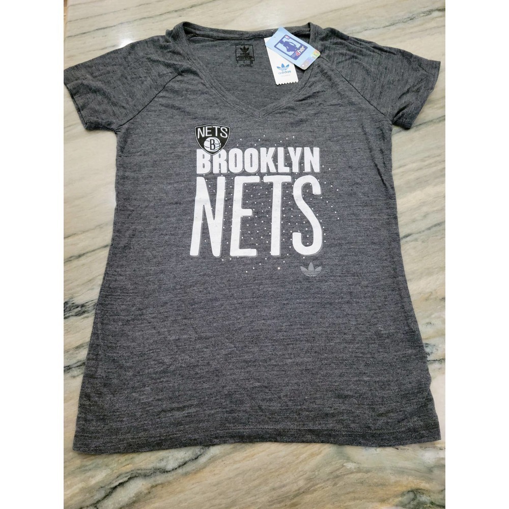 Adidas Brooklyn Nets NBA T Shirt Gray Large